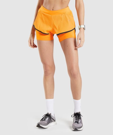 Women's Gymshark Speed 2 In 1 Shorts Orange | NZ 4LQVNP